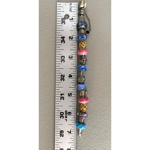 Pugster .925 Charm Bracelet With Multi-Color Beads Silver Accents Glass & Metal - Picture 9 of 9